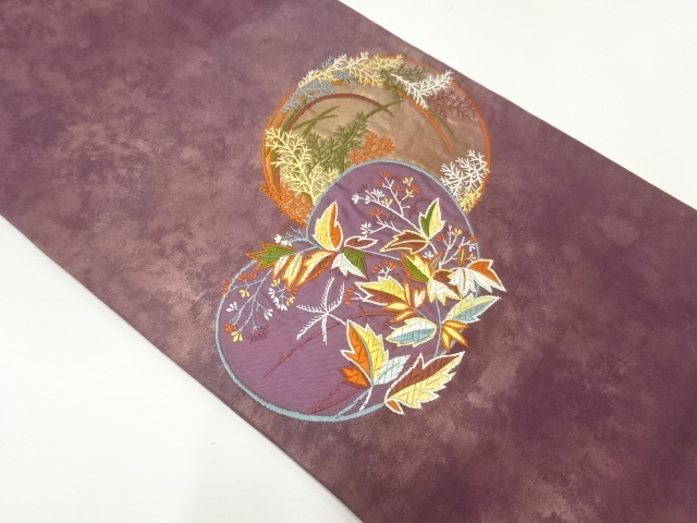 JAPANESE FUKURO OBI / WOVEN FLORAL PLANTS